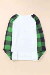 Lucky Clover Sequin Round Neck Sweatshirt Trandify deal