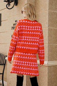 Geometric Button Front Cardigan and Skirt Set Trandify deal