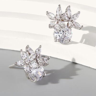 Zircon 925 Sterling Silver Flower Stud Earrings Trandify deal