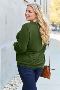 Basic Bae Full Size V-Neck Lantern Sleeve Blouse Trandify deal