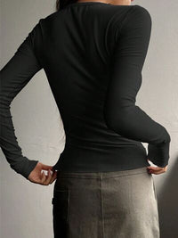 Half Button Long Sleeve T-Shirt Trandify deal