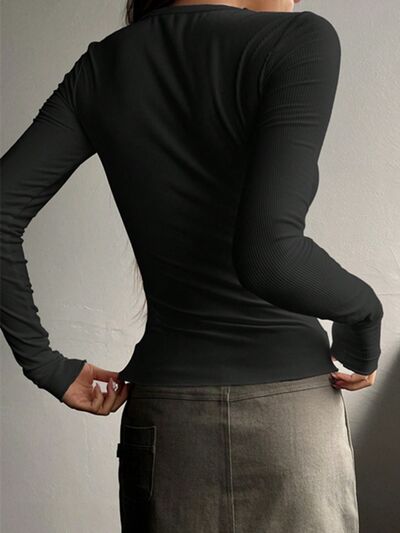 Half Button Long Sleeve T-Shirt Trandify deal
