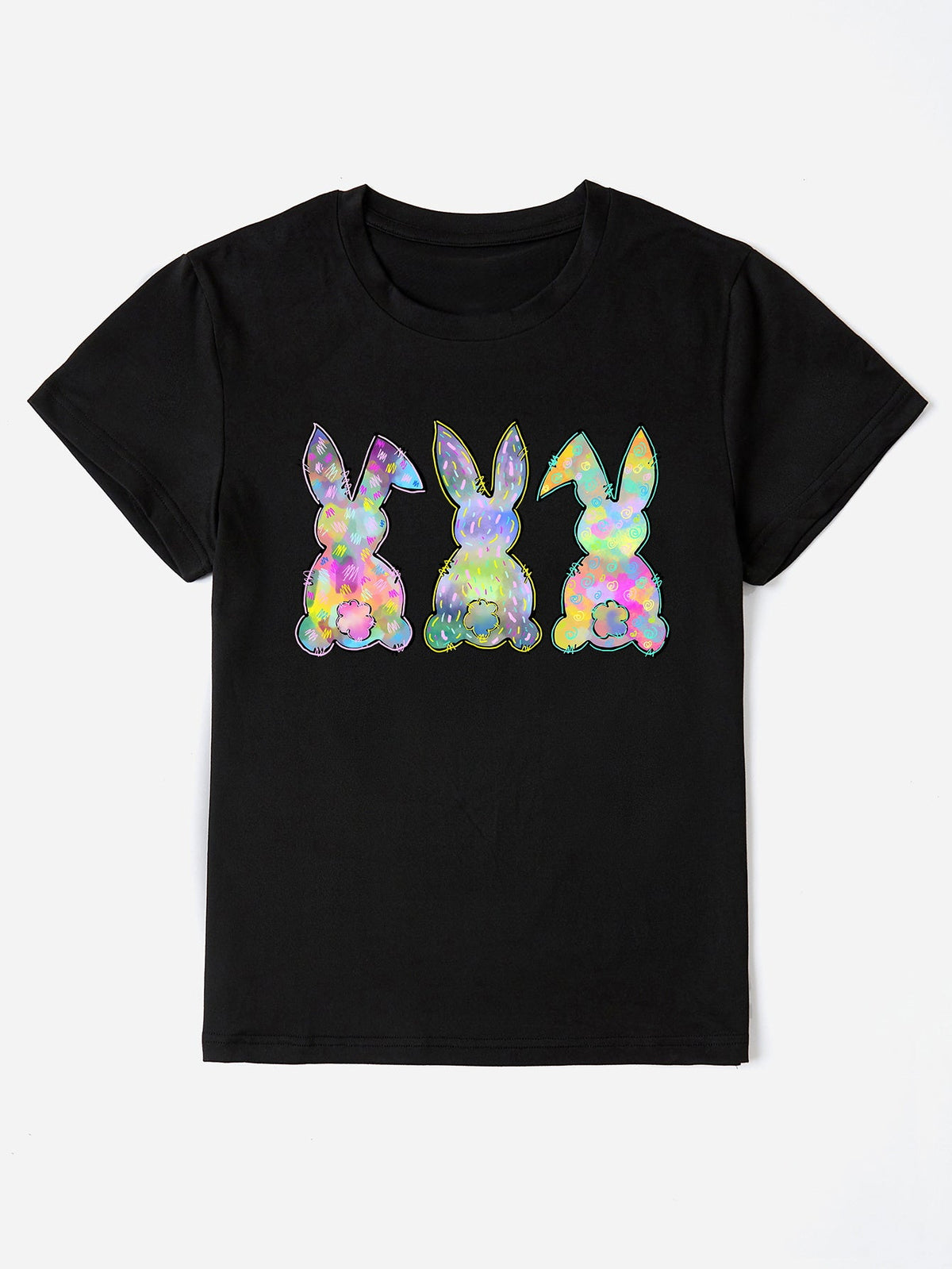 Rabbit Round Neck Short Sleeve T-Shirt Trandify deal