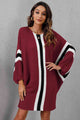 Ribbed Round Neck Long Sleeve Sweater Dress Trandify deal