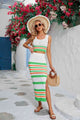 Striped Openwork Cropped Tank and Split Skirt Set Trandify deal