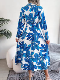 Tied Button Up Long Sleeve Dress Trendsi