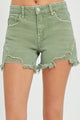 RISEN Mid Waist Frayed Hem Denim Shorts Trandify deal