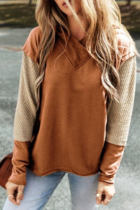 Color Block Dropped Shoulder Hoodie Trandify deal