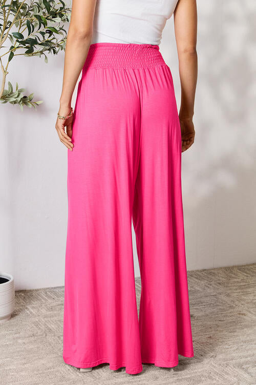 Double Take Full Size Smocked Wide Waistband Wide Leg Pants Trandify deal