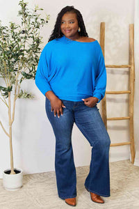 Zenana Full Size Round Neck Batwing Sleeve Blouse Trandify deal