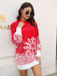 Snowflake Pattern Sweater Dress Trandify deal