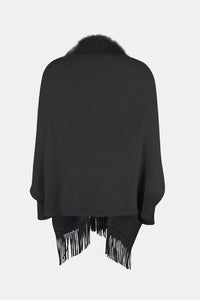 Fringe Open Front Long Sleeve Poncho Trandify deal
