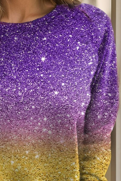 Gradient Round Neck Long Sleeve T-Shirt Trandify deal