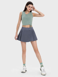Millennia Pleated Detail Mid-Rise Waist Active Skirt Trandify deal