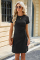 Ruched Round Neck Short Sleeve Mini Dress Trandify deal
