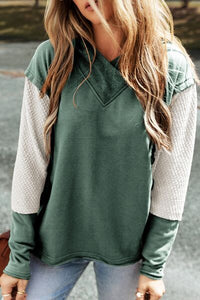 Color Block Dropped Shoulder Hoodie Trandify deal