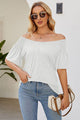 Smocked Round Neck Flutter Sleeve T-Shirt Trandify deal