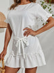 Tied Frill Short Sleeve Mini Dress Trandify deal