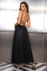 Lace-Up Backless Mesh Dress Trandify deal