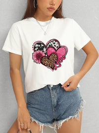 Heart Round Neck Short Sleeve T-Shirt Trandify deal