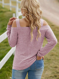 Full Size Cutout Cold Shoulder Blouse Trandify deal
