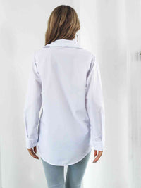 Collared Neck Buttoned Shirt with Pockets Trandify deal