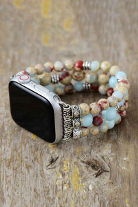 Synthetic Imperial Jasper Beaded Watchband Bracelet Trandify deal