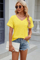 Eyelet V-Neck Short Sleeve T-Shirt Trandify deal