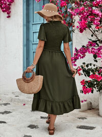 Ruffled Elastic Waist Midi Skirt Trandify deal