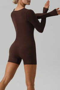 Square Neck Long Sleeve Active Romper Trandify deal