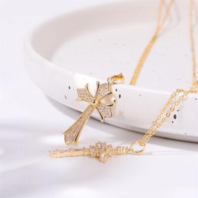 Stainless Steel Inlaid Zircon Cross Necklace Trandify deal