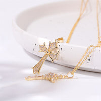 Stainless Steel Inlaid Zircon Cross Necklace Trandify deal