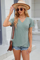 Eyelet Surplice Short Sleeve T-Shirt Trandify deal