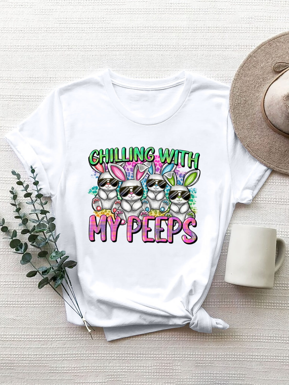 CHILLING WITH MY PEEPS Round Neck T-Shirt Trandify deal