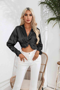 Lapel Collar Button Up Long Sleeve Shirt Trandify deal
