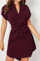 Tied Notched Short Sleeve Dress Trandify deal