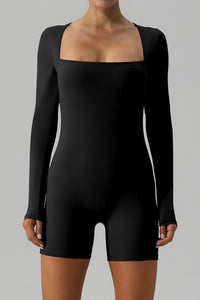 Square Neck Long Sleeve Active Romper Trandify deal