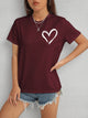 Heart Round Neck Short Sleeve T-Shirt Trandify deal