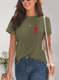 Heart Round Neck Short Sleeve T-Shirt Trandify deal