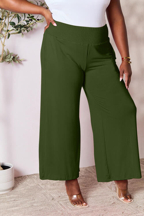 Double Take Full Size Smocked Wide Waistband Wide Leg Pants Trandify deal