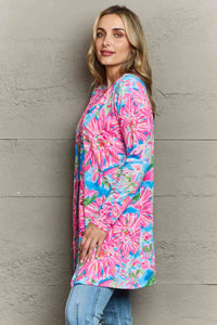 Double Take Floral Open Front Long Sleeve Cardigan Trandify deal
