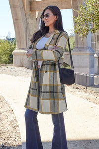 Double Take Full Size Plaid Button Up Lapel Collar Coat Trandify deal