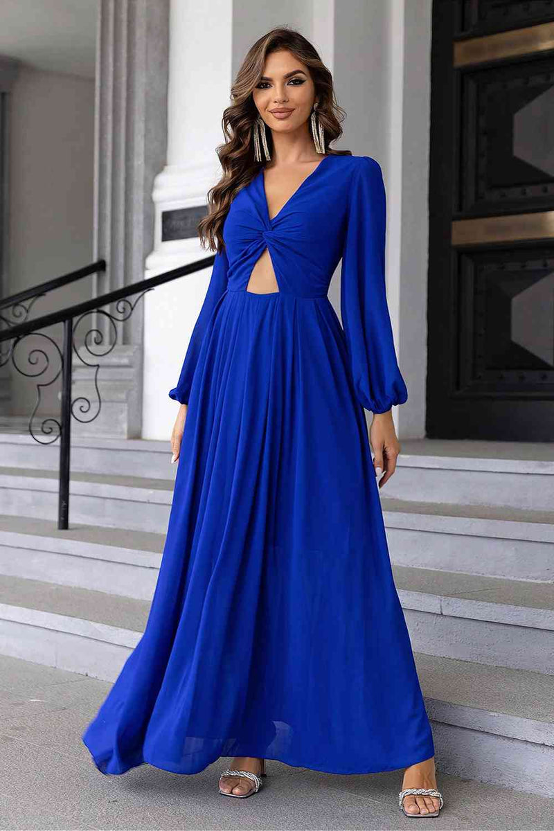 Twist Front Cutout Long Sleeve Dress Trandify deal