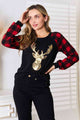 Heimish Full Size Sequin Reindeer Graphic Plaid Top Trandify deal