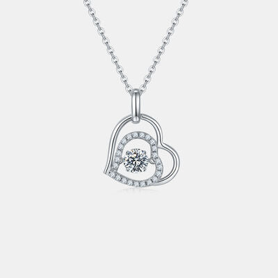Moissanite 925 Sterling Silver Heart Necklace Trandify deal
