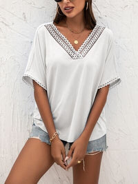 lvy Lane Lace Detail V-Neck T-Shirt Trandify deal