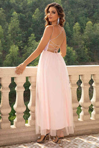 Lace-Up Backless Mesh Dress Trandify deal
