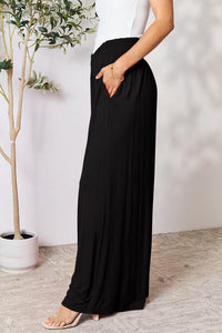 Double Take Full Size Smocked Wide Waistband Wide Leg Pants Trandify deal