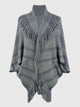 Fringe Detail Open Front Poncho in [Gray] – Boho Chic Style by TrandifyDeal
