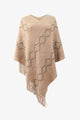 Pearl Trim V-Neck Fringe Hem Poncho Trandify deal